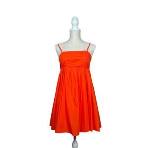 American Threads Dress Womens Small Orange Spaghetti Strap Lined Bow Summer